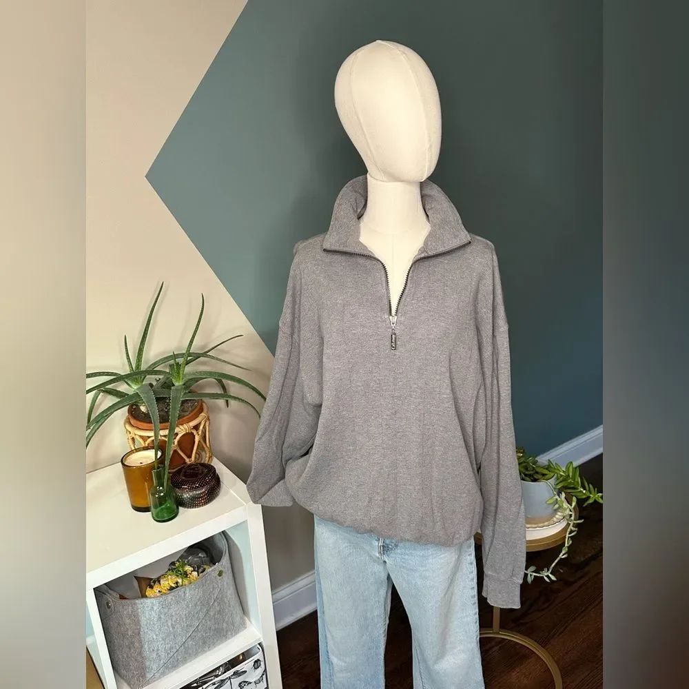 Callaway Golf Men’s Large Quarter-Zip Pullover Sweater 100% Cotton Gray